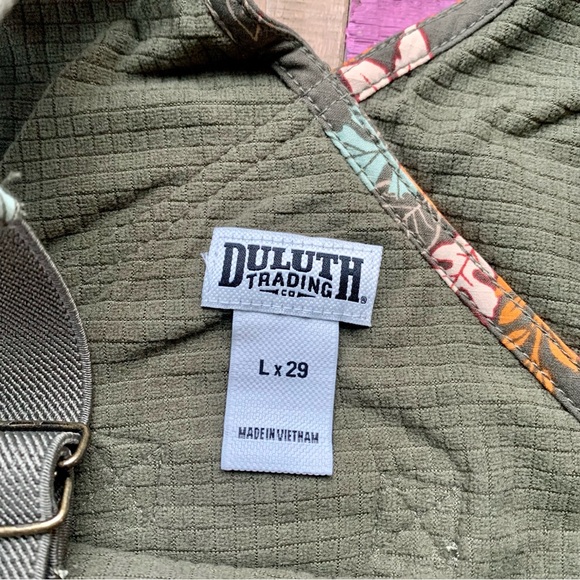 NWT Duluth Large x29”L Heirloom Gardening Lined Bib Overalls Loden Autumn Leaves - Picture 7 of 10